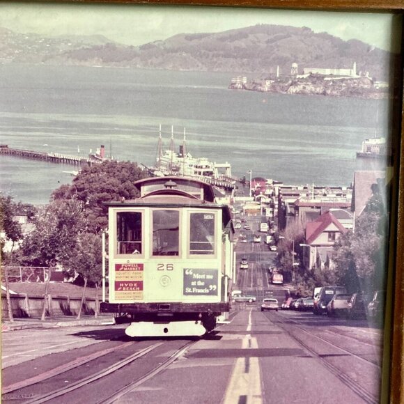 Vintage San Francisco Framed Photograph Trolley Car Alcatraz CA California - Picture 4 of 6